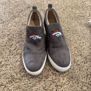 Gray Slip-On Shoes with Embroidered Logo